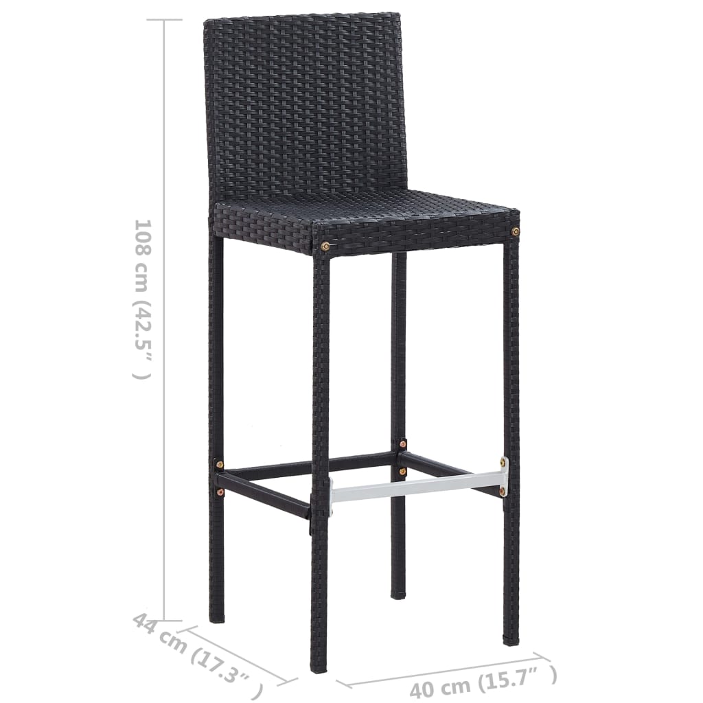 Set muebles bar jardín y cojines 7 pzas ratán sintético negro