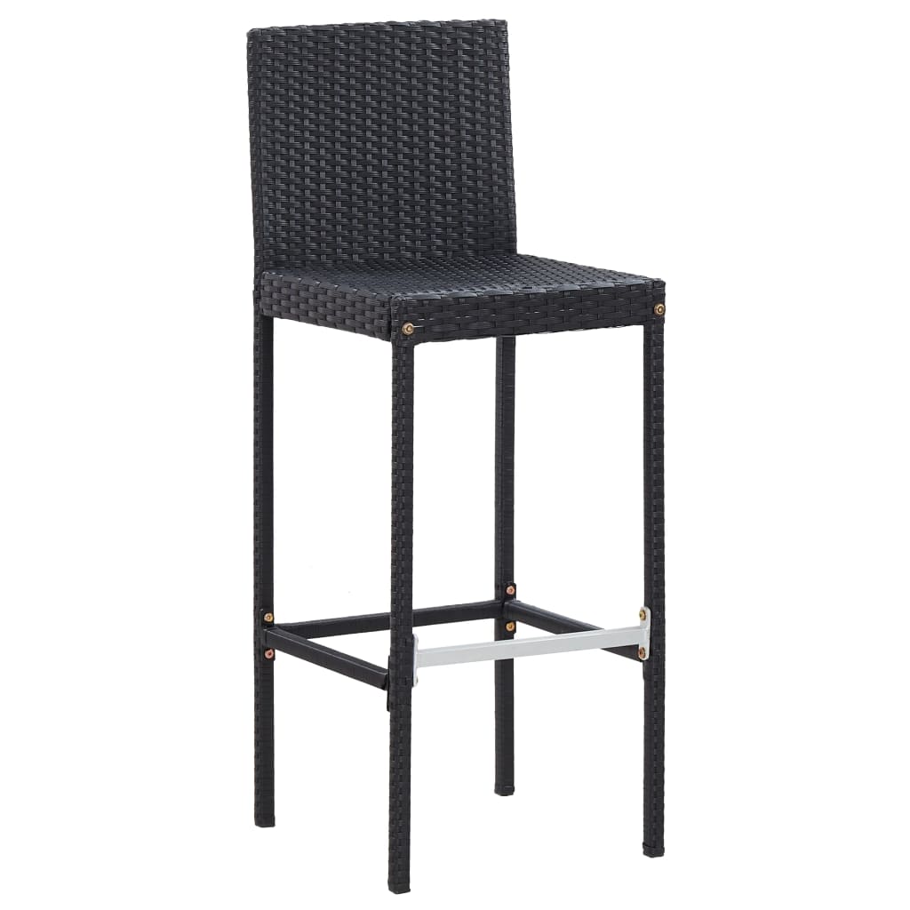 Set muebles bar jardín y cojines 7 pzas ratán sintético negro