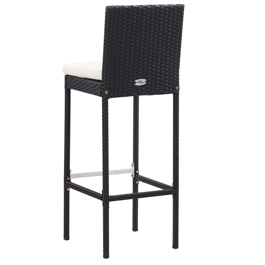 Set muebles bar jardín y cojines 7 pzas ratán sintético negro
