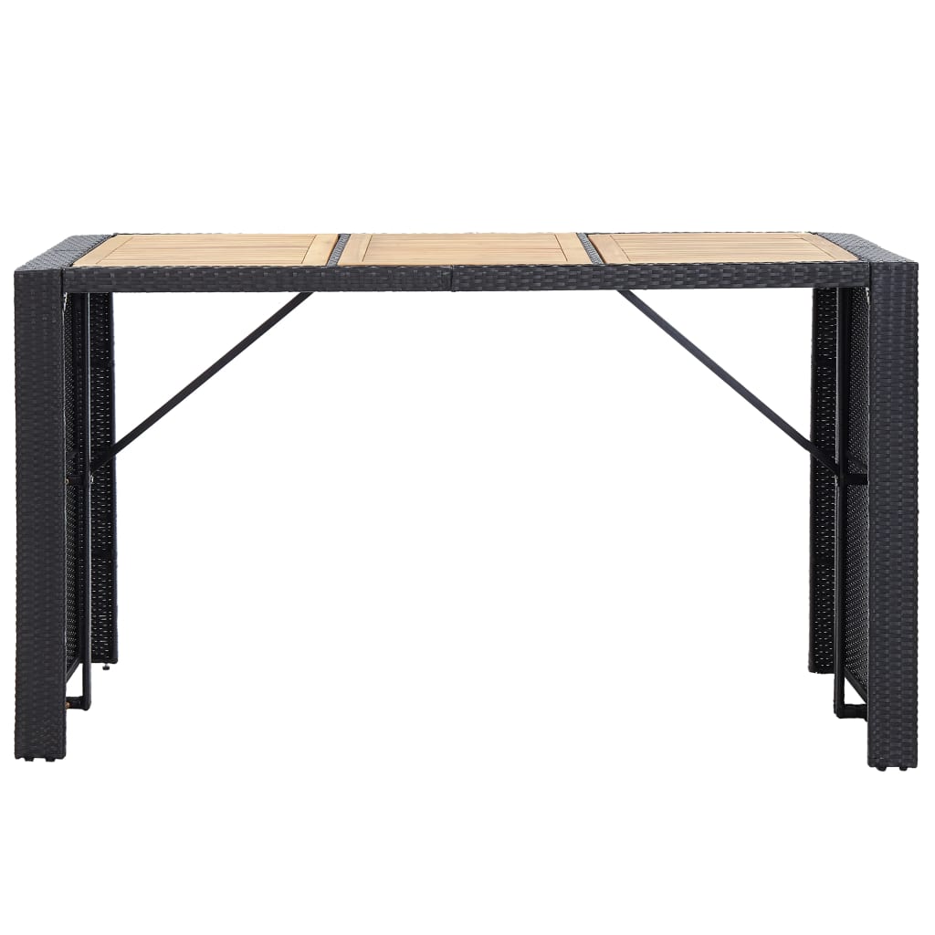 Set muebles bar jardín y cojines 7 pzas ratán sintético negro