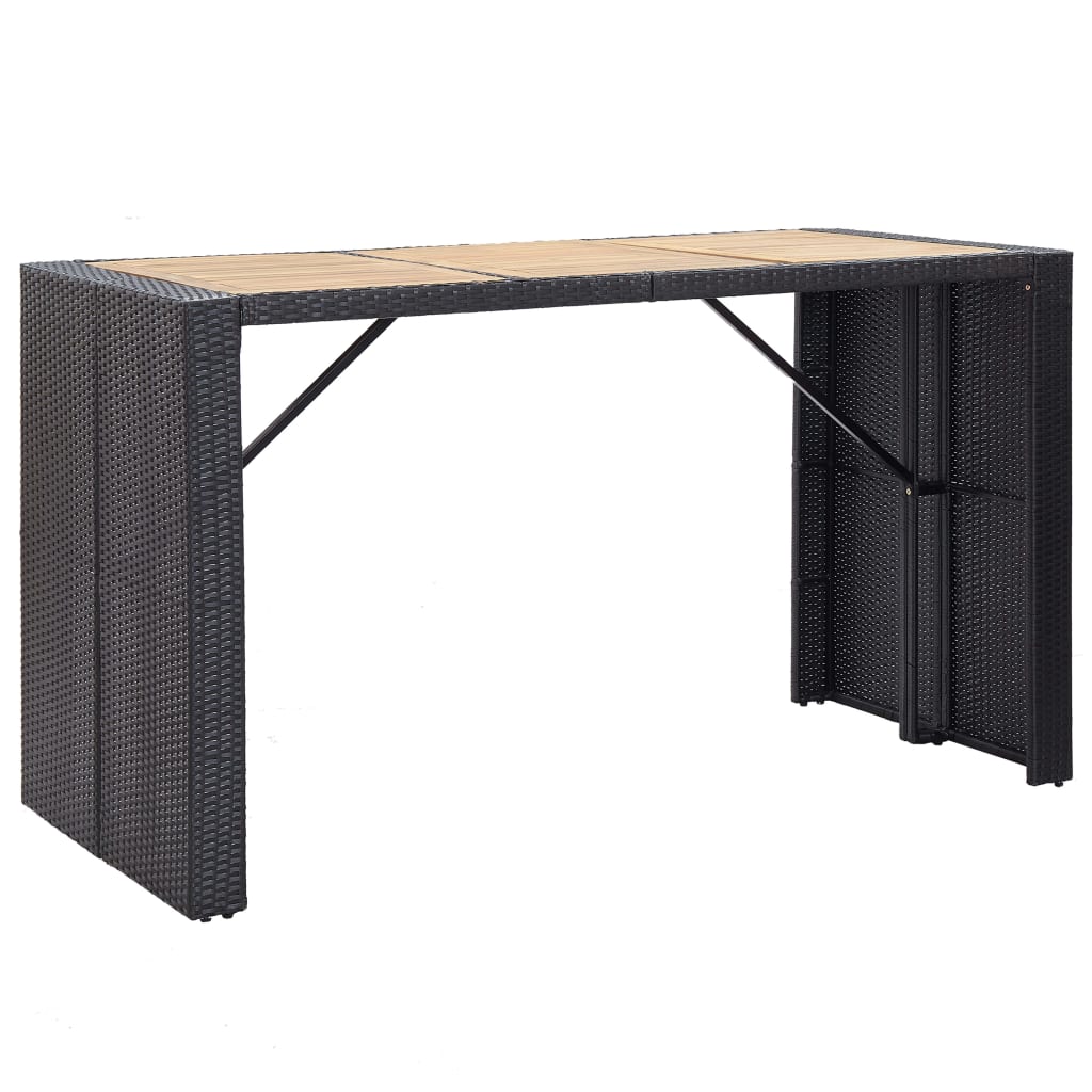 Set muebles bar jardín y cojines 7 pzas ratán sintético negro