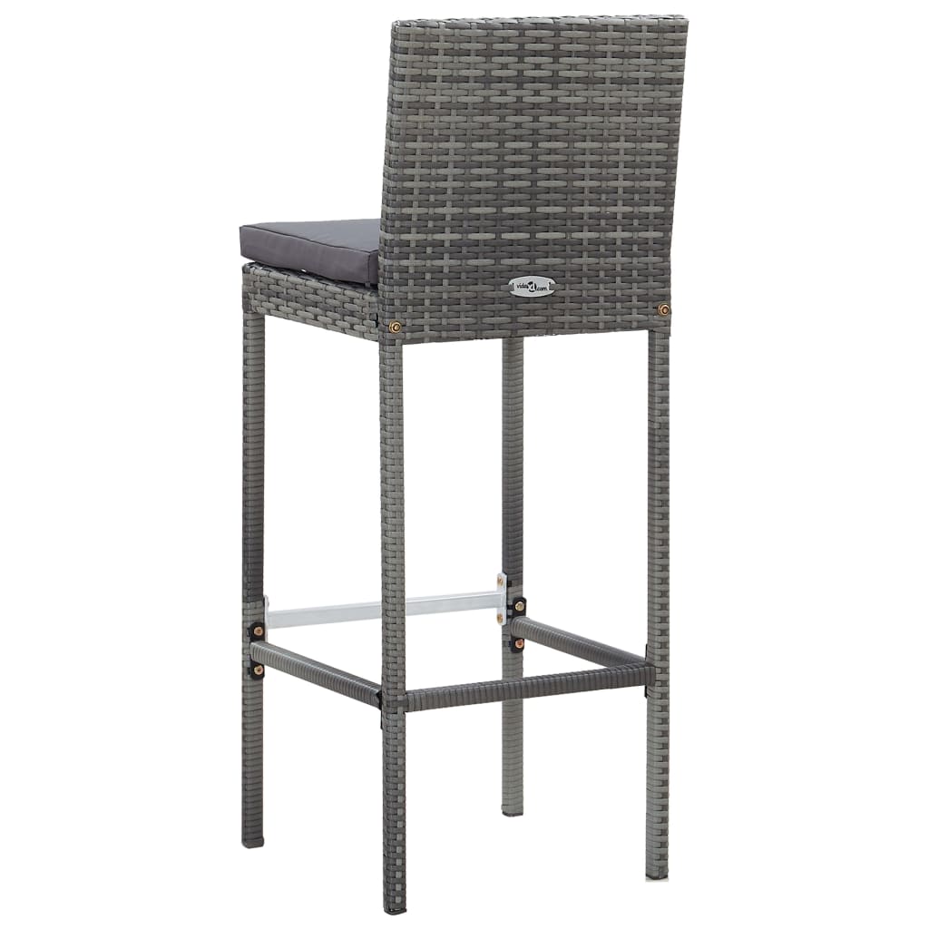 Set muebles bar jardín 7 piezas y cojines ratán sintético gris