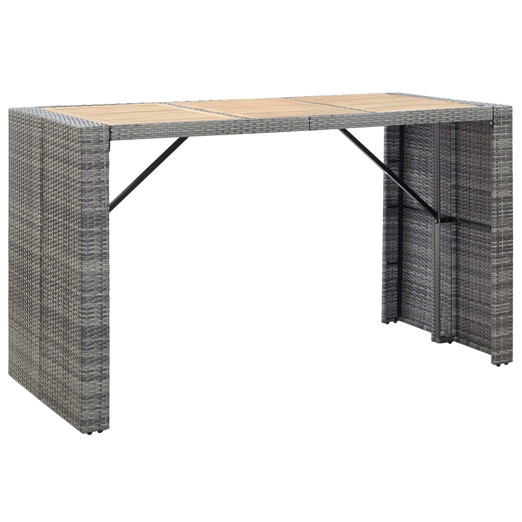 Set muebles bar jardín 7 piezas y cojines ratán sintético gris