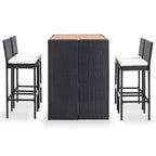 Mesa y sillas bar jardín 5 pzas ratán sintético y madera negro