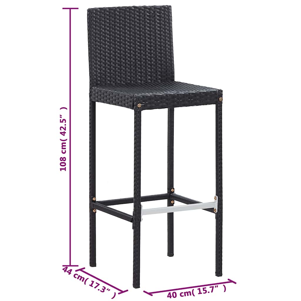 Mesa y sillas bar jardín 5 pzas ratán sintético y madera negro