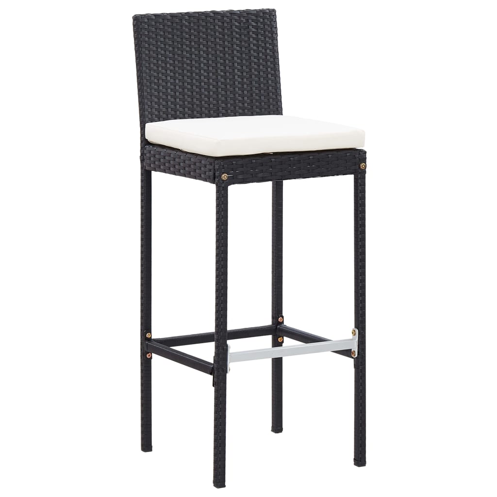 Mesa y sillas bar jardín 5 pzas ratán sintético y madera negro