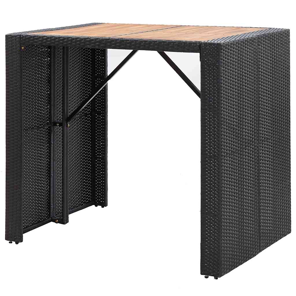 Mesa y sillas bar jardín 5 pzas ratán sintético y madera negro