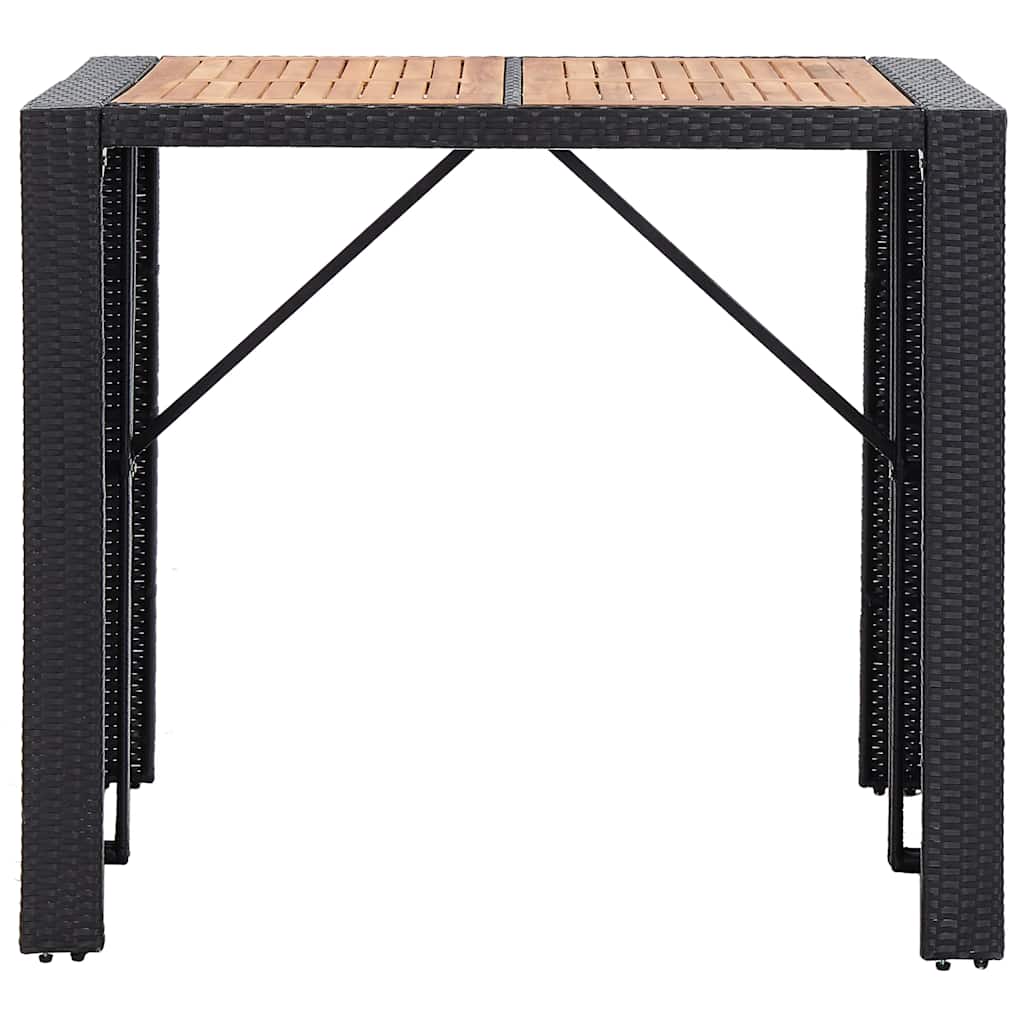 Mesa y sillas bar jardín 5 pzas ratán sintético y madera negro