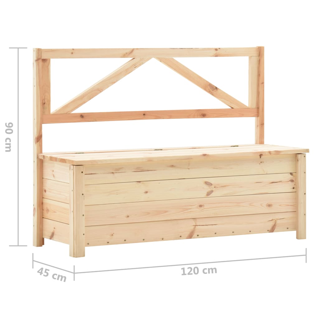 Banco de almacenamiento madera maciza de pino 120 cm