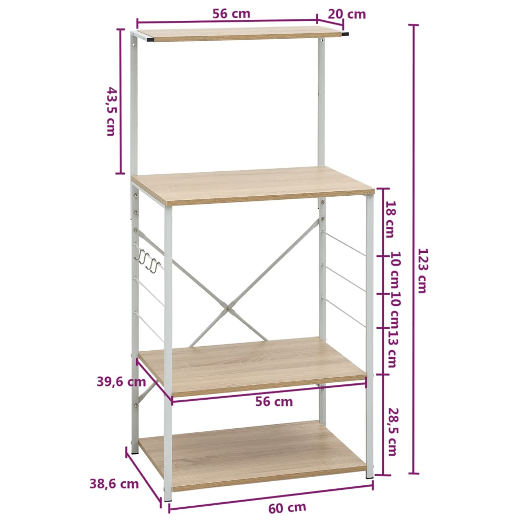 Armario microondas madera ingeniería blanco roble 60x39,6x123cm