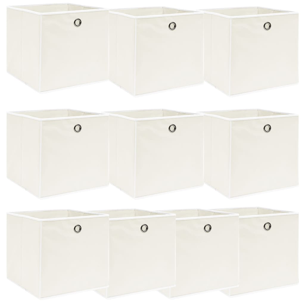 Caja de almacenaje con tapa 10 uds tela rojo oscuro 32x32x32 cm