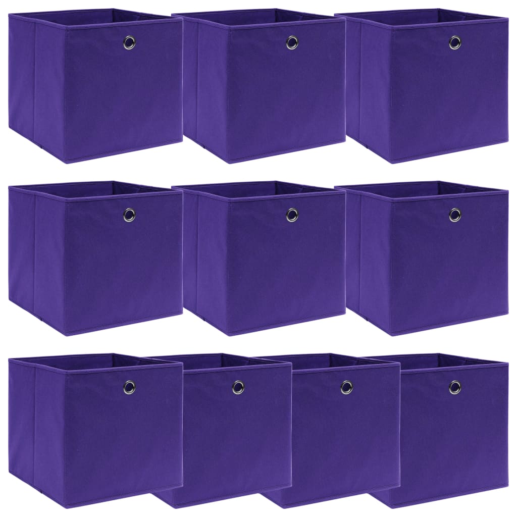 Caja de almacenaje con tapa 10 uds tela rojo oscuro 32x32x32 cm