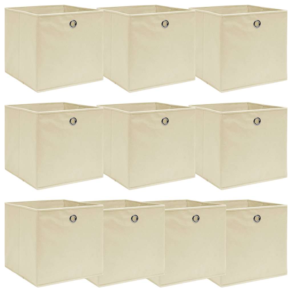 Caja de almacenaje con tapa 10 uds tela rojo oscuro 32x32x32 cm