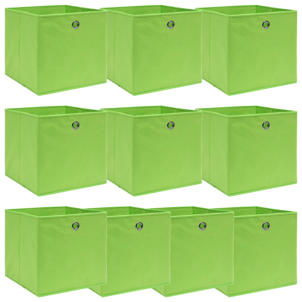 Caja de almacenaje con tapa 10 uds tela rojo oscuro 32x32x32 cm
