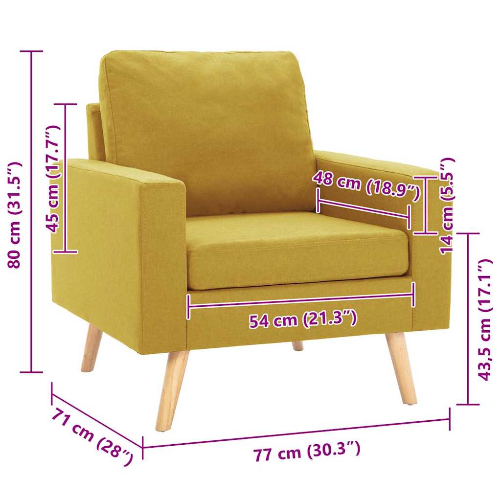 Sillón de tela amarillo