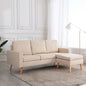 3-seater sofa with cream fabric footrest