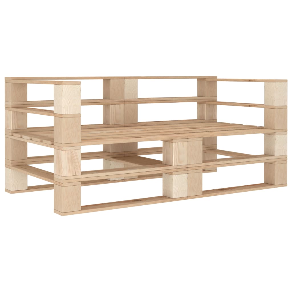Wooden pallet garden centre sofa with cream cushions