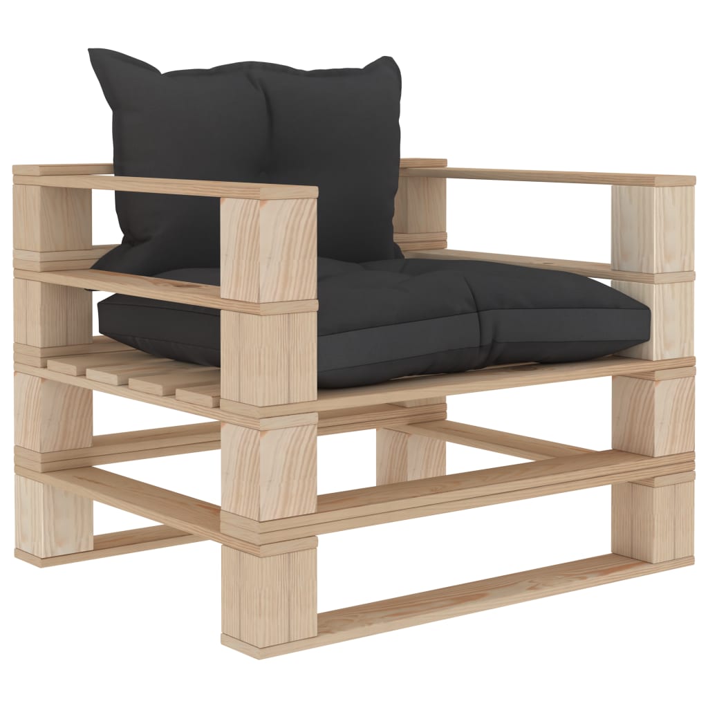 Wooden pallet garden sofa with cream cushions