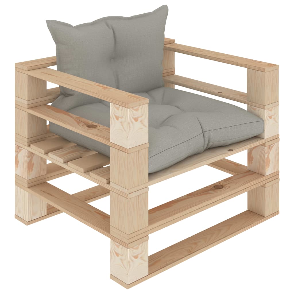 Wooden pallet garden sofa with cream cushions