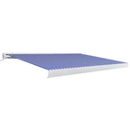 Toldo de carrete motorizado azul y blanco 350x250 cm