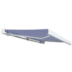 Toldo de carrete motorizado azul y blanco 350x250 cm