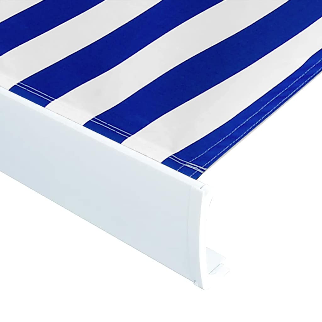 Toldo de carrete motorizado azul y blanco 350x250 cm