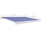 Toldo de carrete motorizado azul y blanco 350x250 cm
