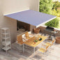 Toldo de rolo motorizado azul e branco 350x250 cm