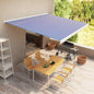 Toldo de rolo motorizado azul e branco 350x250 cm