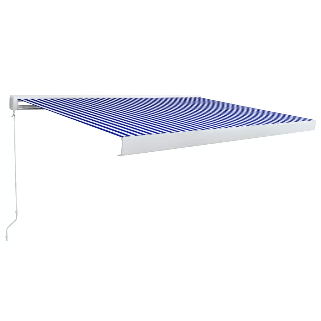Toldo de carrete manual azul y blanco 350x250 cm