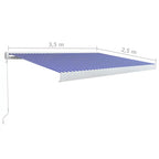Toldo de carrete manual azul y blanco 350x250 cm