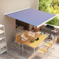 Blue and white manual reel awning 350x250 cm