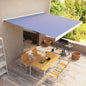 Blue and white manual reel awning 350x250 cm