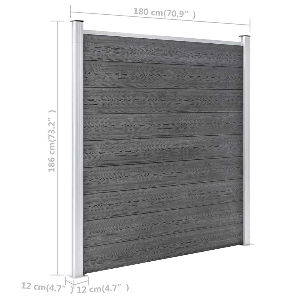 WPC garden fence grey 1218x186 cm