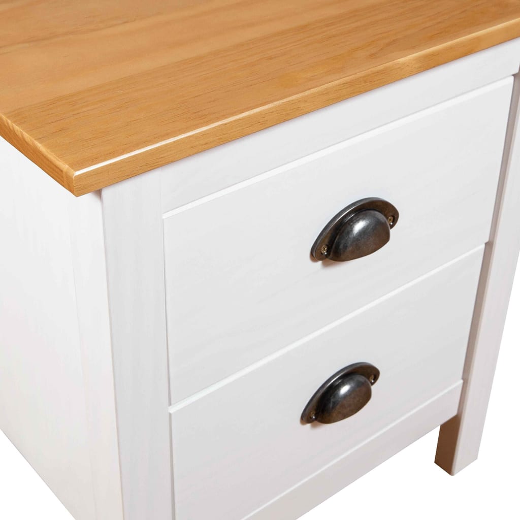 Mesita noche Hill 2uds madera maciza pino blanco 46x35x49,5 cm