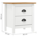 Mesita noche Hill 2uds madera maciza pino blanco 46x35x49,5 cm