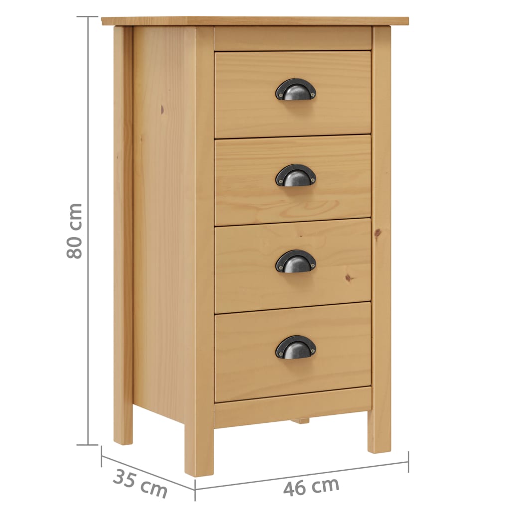 Mesita de noche Hill madera maciza de pino 46x35x49,5 cm