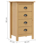 Mesita de noche Hill madera maciza de pino 46x35x49,5 cm