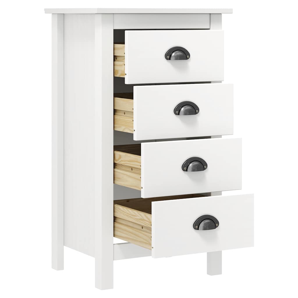 Mesita de noche Hill madera maciza de pino blanco 46x35x49,5 cm