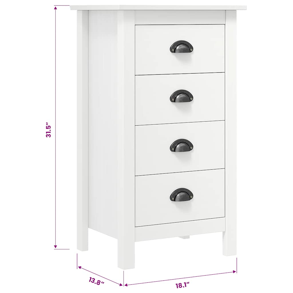 Mesita de noche Hill madera maciza de pino blanco 46x35x49,5 cm