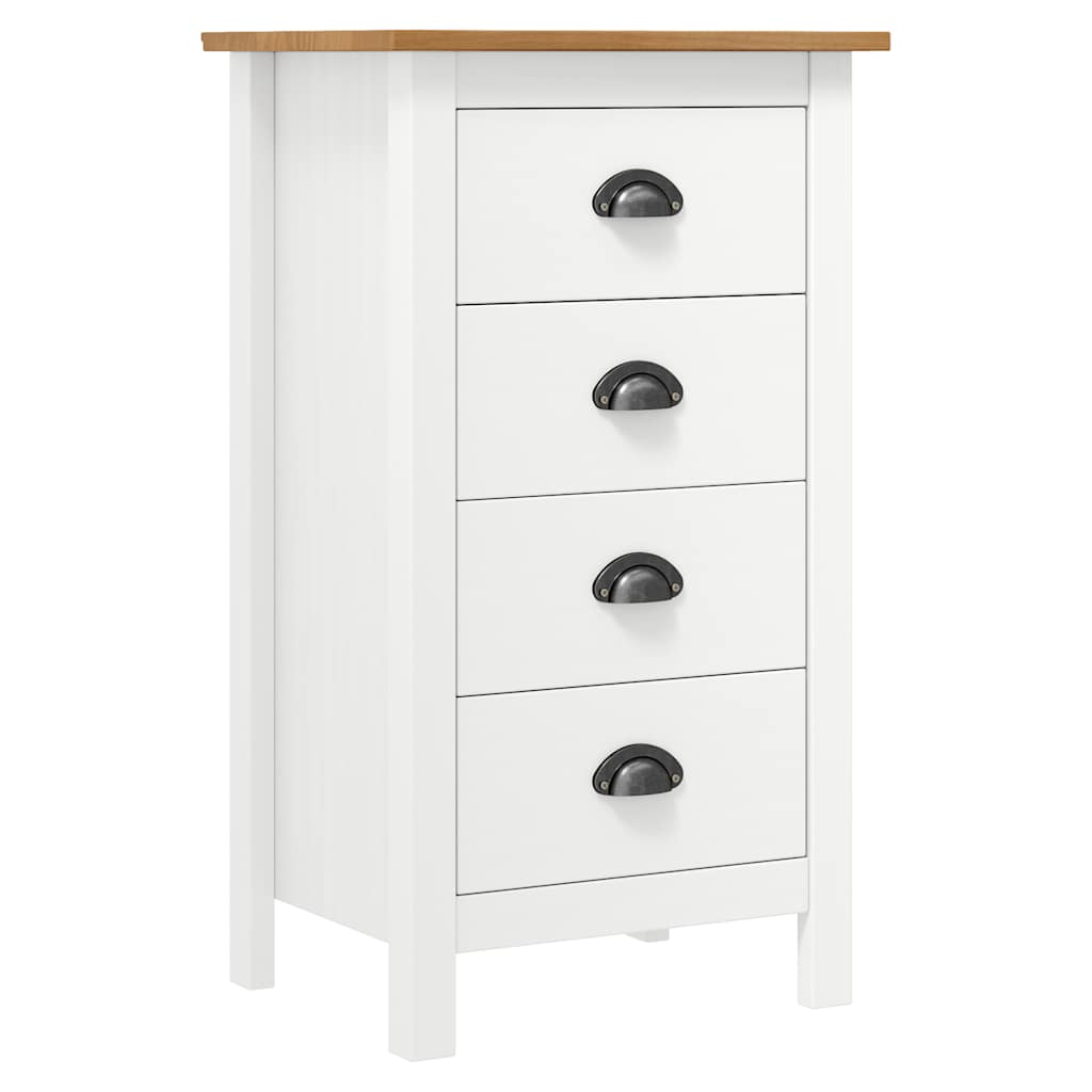 Mesita de noche Hill madera maciza de pino blanco 46x35x49,5 cm