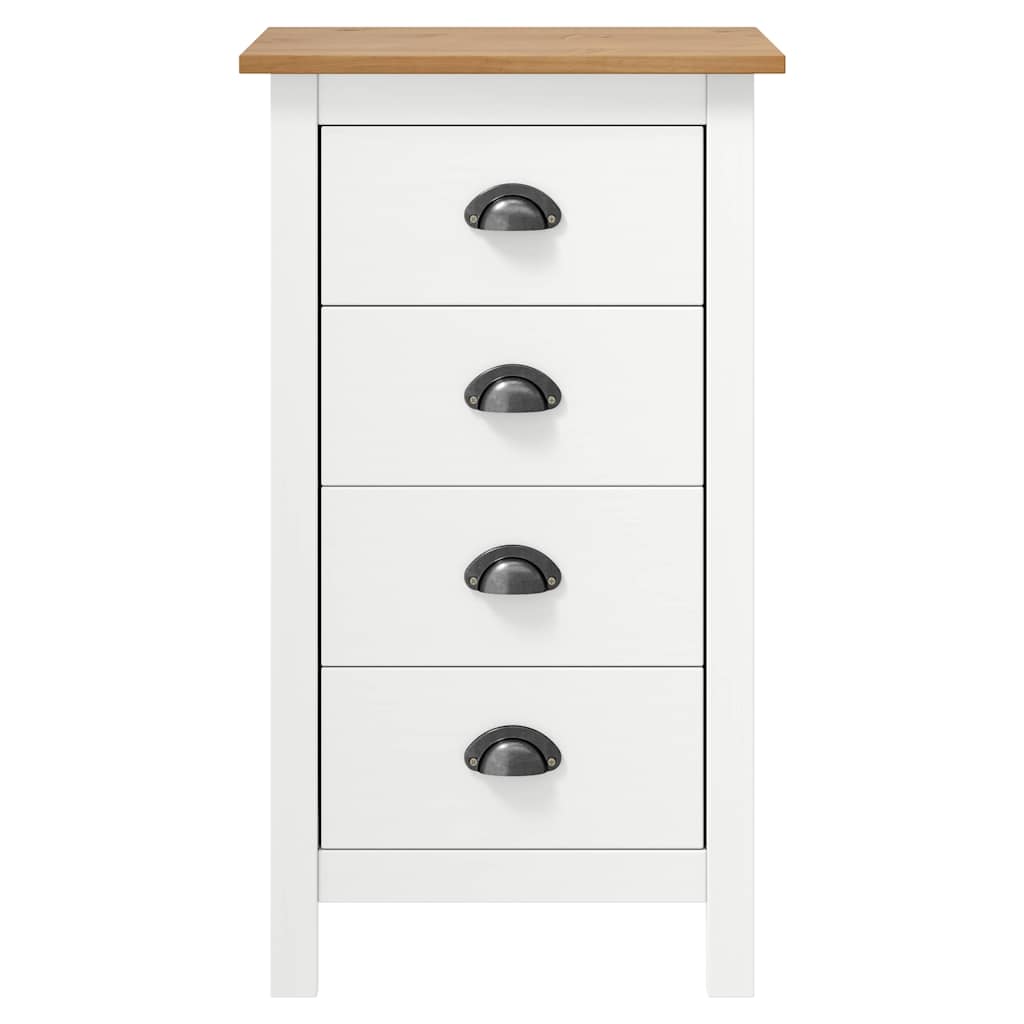 Mesita de noche Hill madera maciza de pino blanco 46x35x49,5 cm