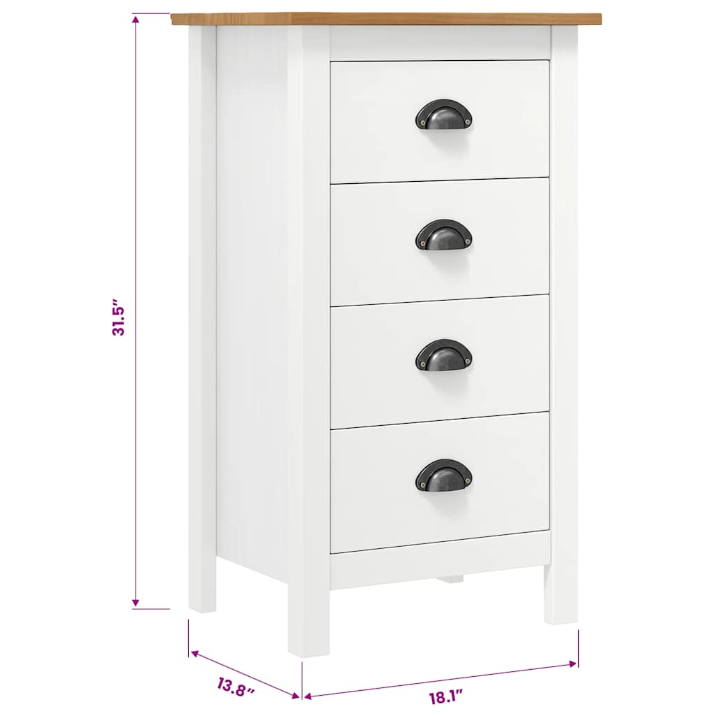 Mesita de noche Hill madera maciza de pino blanco 46x35x49,5 cm