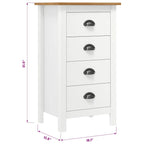 Mesita de noche Hill madera maciza de pino blanco 46x35x49,5 cm