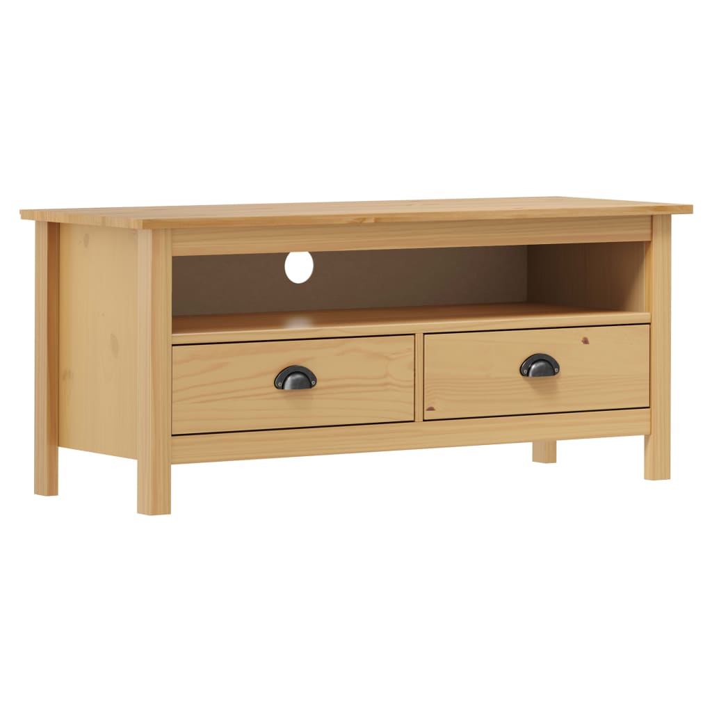 Mueble de TV Hill madera maciza de pino blanco 110x40x47 cm