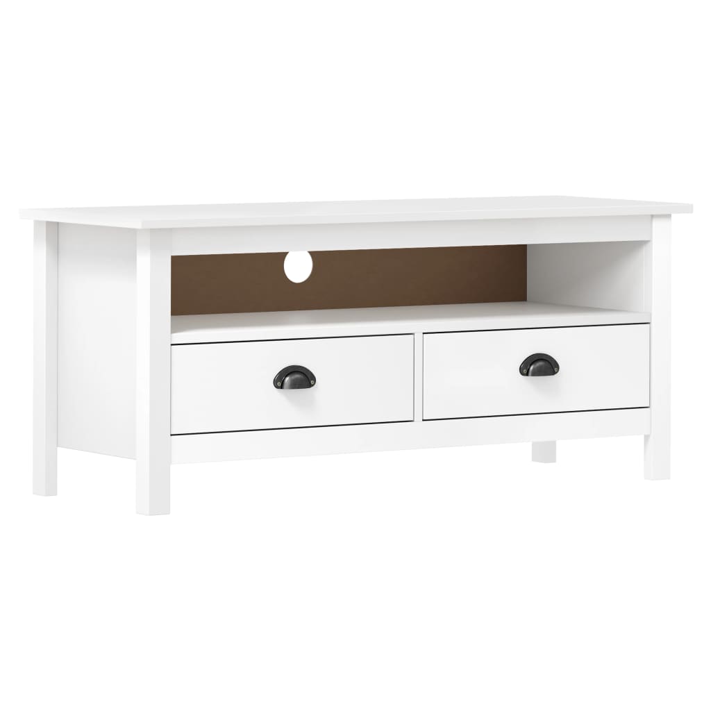 Mueble de TV Hill madera maciza de pino blanco 110x40x47 cm