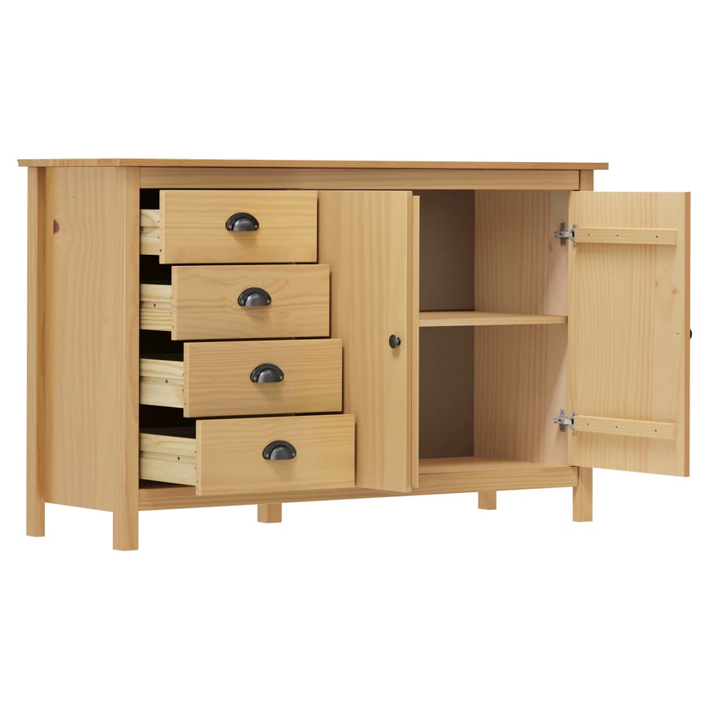 Aparador Hill madera maciza pino marrón miel 130x40x80 cm