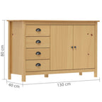 Aparador Hill madera maciza pino marrón miel 130x40x80 cm