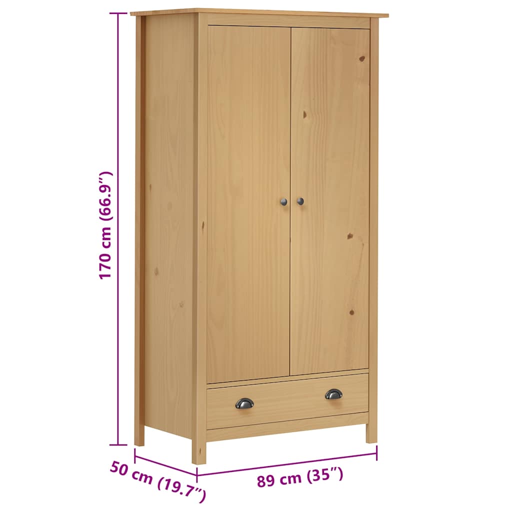Armario de 2 puertas Hill madera maciza pino 89x50x170cm