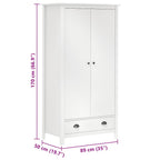 Armario de 2 puertas Hill madera maciza pino blanco 89x50x170cm